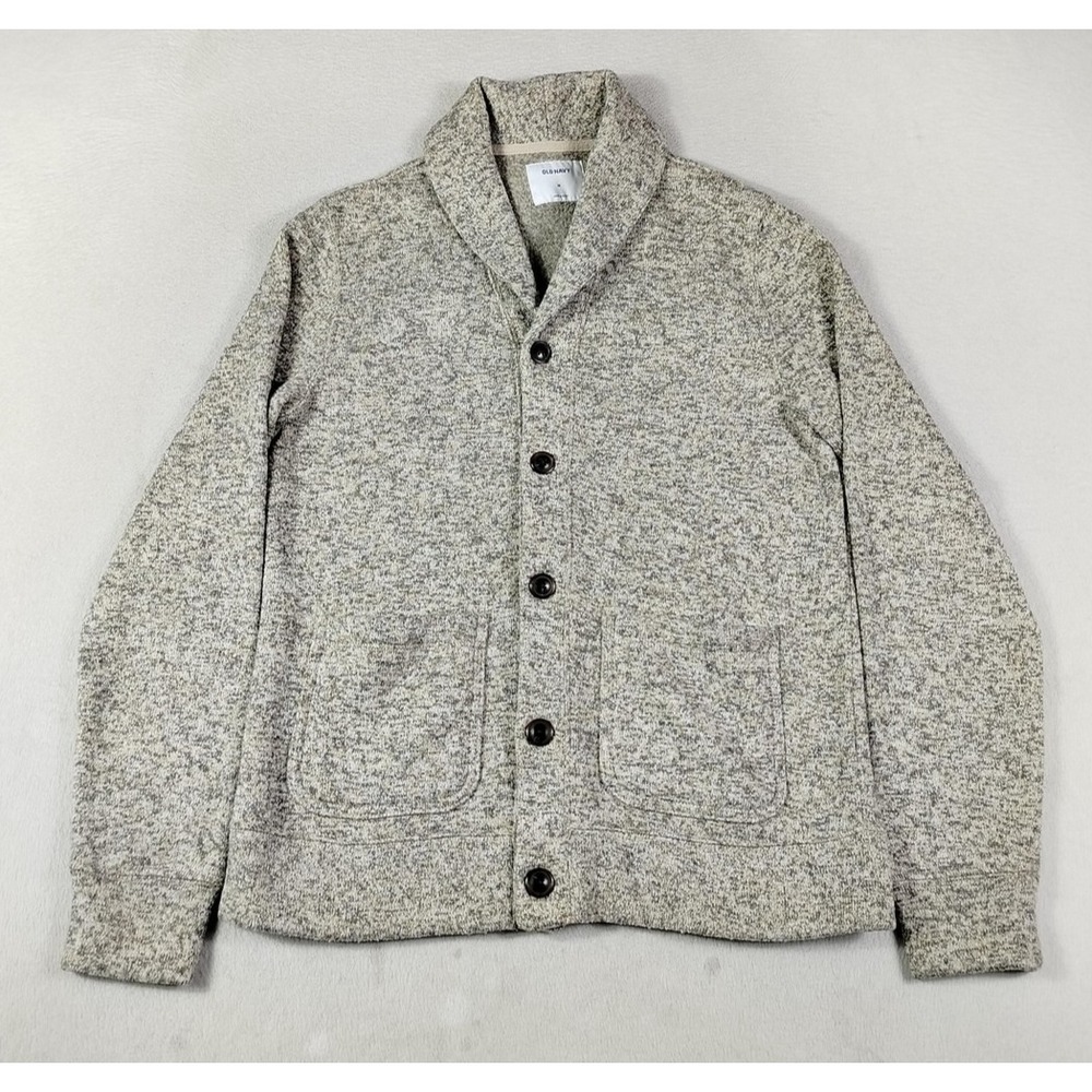 Old Navy Sweater Cardigan Mens Medium Gray Shawl Collar‎ Old Money Grandpacore